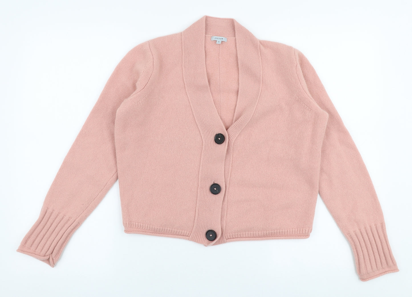 Jigsaw  Womens Pink V-Neck  Wool Cardigan Jumper Size M