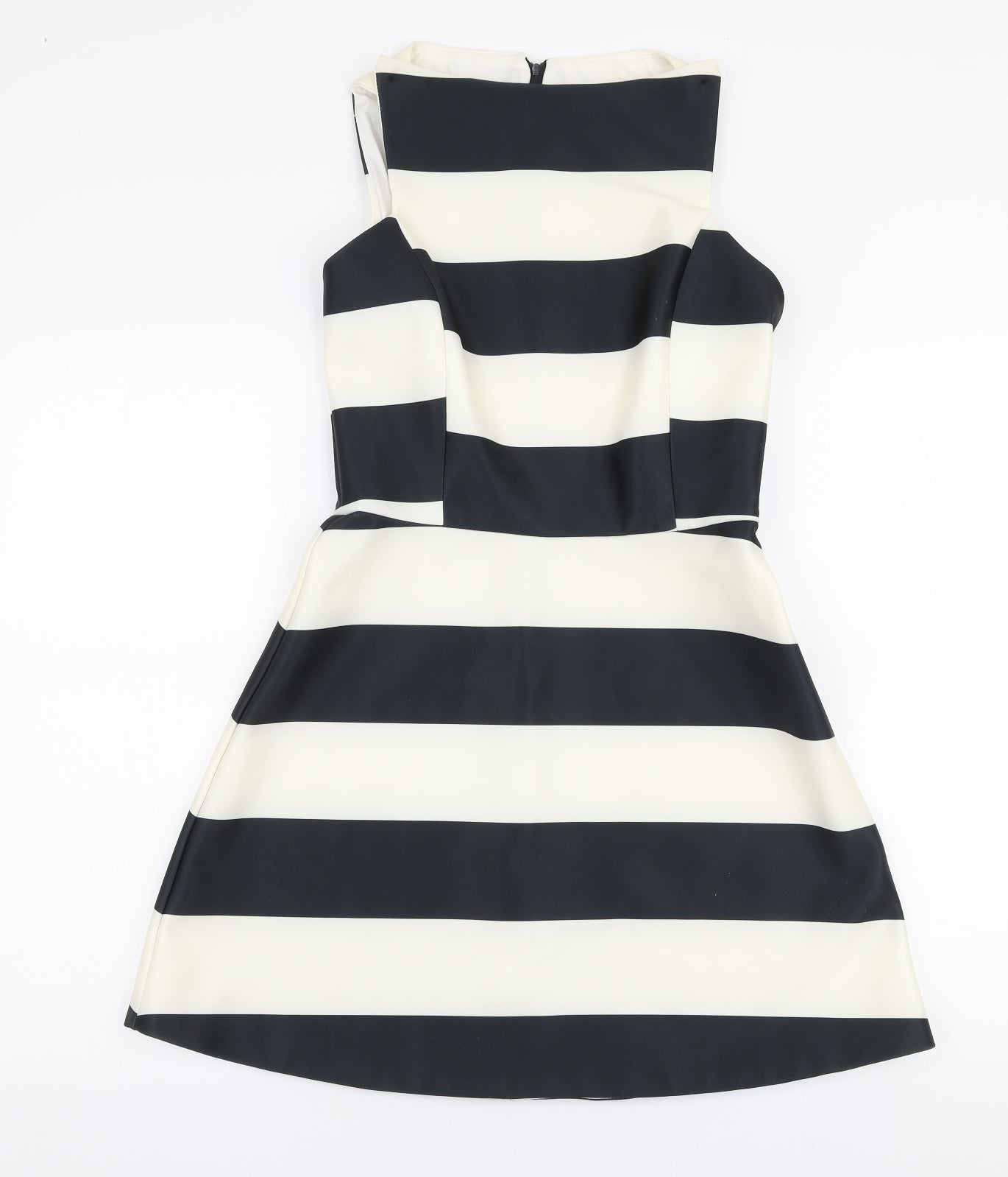 ASOS Womens Multicoloured Striped Polyester Skater Dress  Size 8  Boat Neck Zip