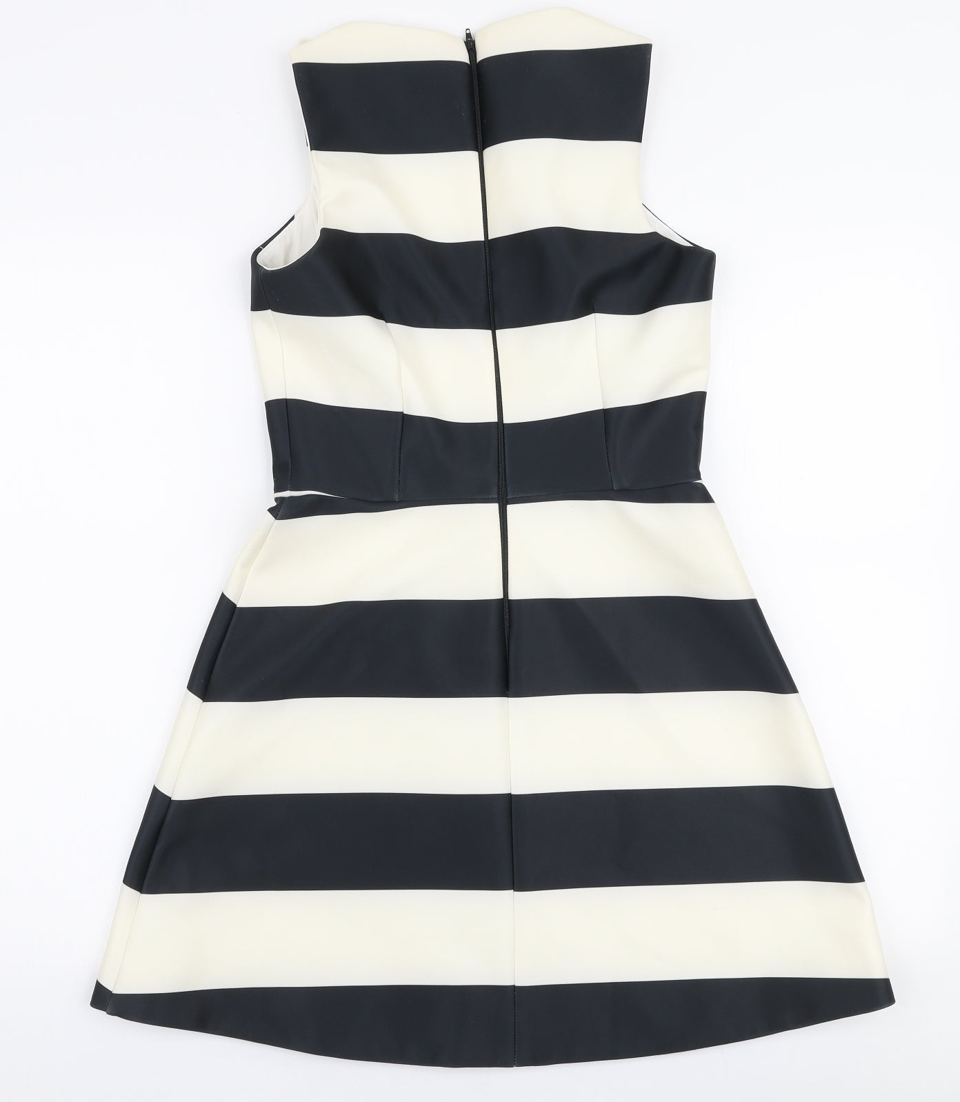 ASOS Womens Multicoloured Striped Polyester Skater Dress  Size 8  Boat Neck Zip