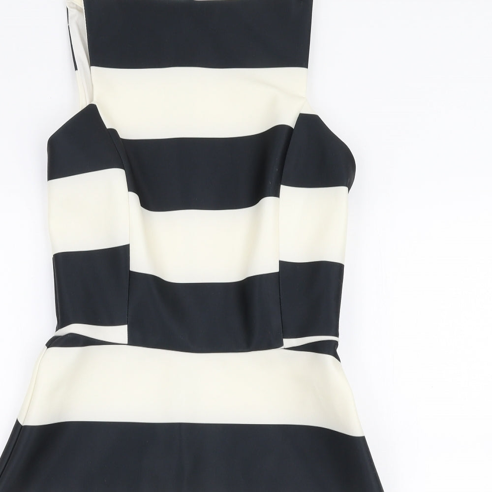 ASOS Womens Multicoloured Striped Polyester Skater Dress  Size 8  Boat Neck Zip