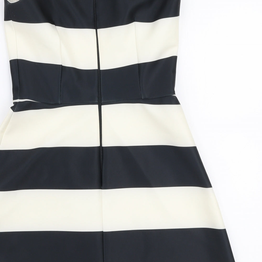 ASOS Womens Multicoloured Striped Polyester Skater Dress  Size 8  Boat Neck Zip