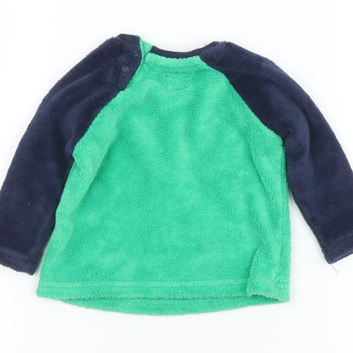 Primark Boys Green Solid Polyester Robe Pyjama Top Size 6-9 Months  Button - Monster