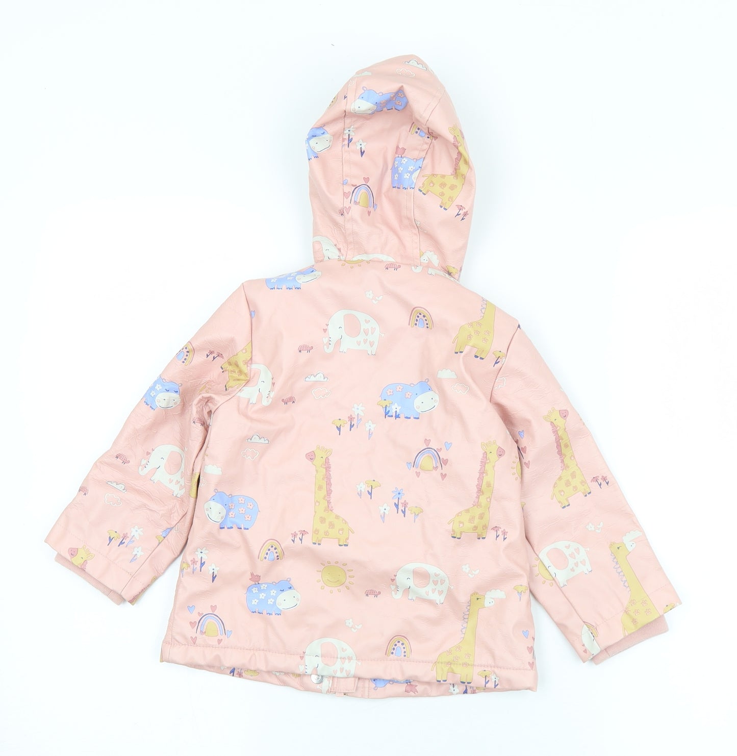 George Girls Pink Geometric  Rain Coat Coat Size 18-24 Months   Zip