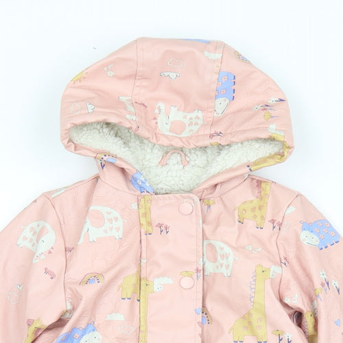 George Girls Pink Geometric  Rain Coat Coat Size 18-24 Months   Zip