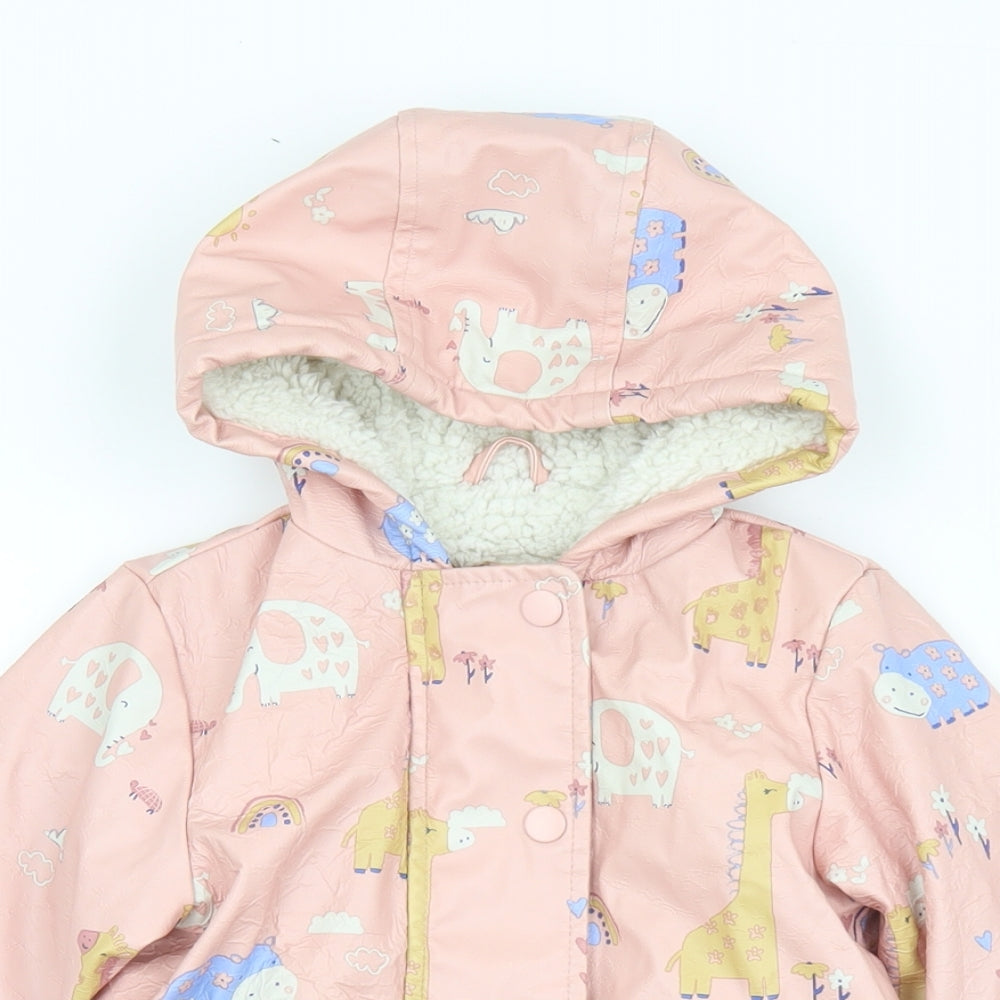 George Girls Pink Geometric  Rain Coat Coat Size 18-24 Months   Zip