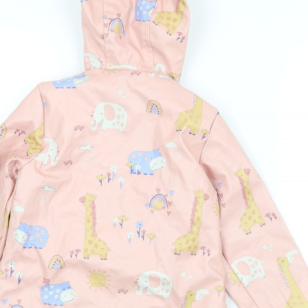 George Girls Pink Geometric  Rain Coat Coat Size 18-24 Months   Zip