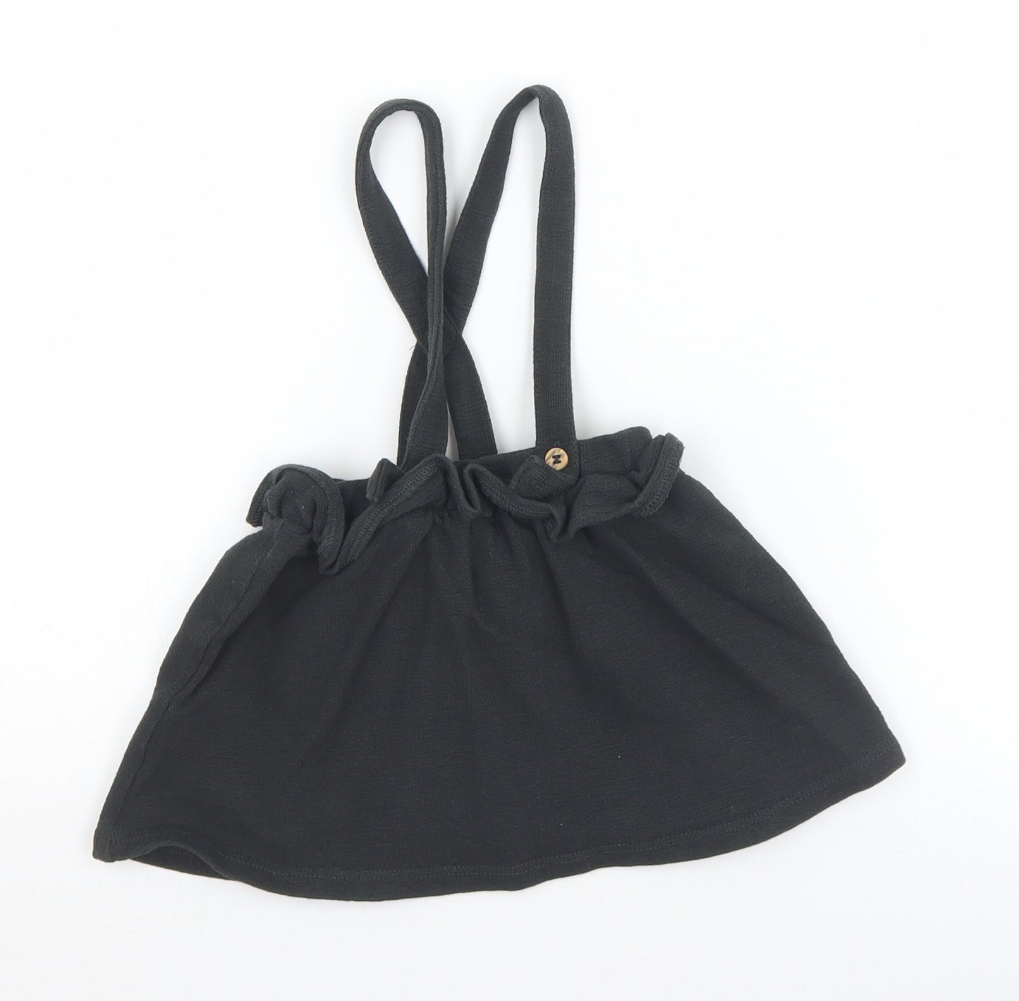 George Girls Black  Cotton Pinafore/Dungaree Dress  Size 9-12 Months  Square Neck Button