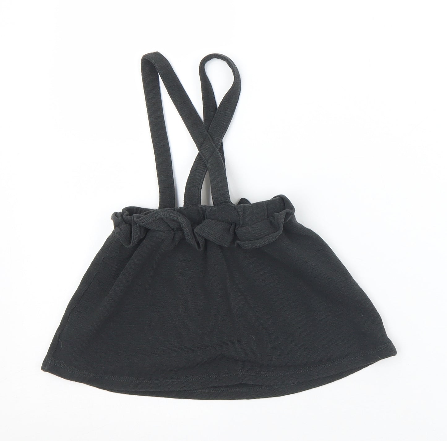 George Girls Black  Cotton Pinafore/Dungaree Dress  Size 9-12 Months  Square Neck Button