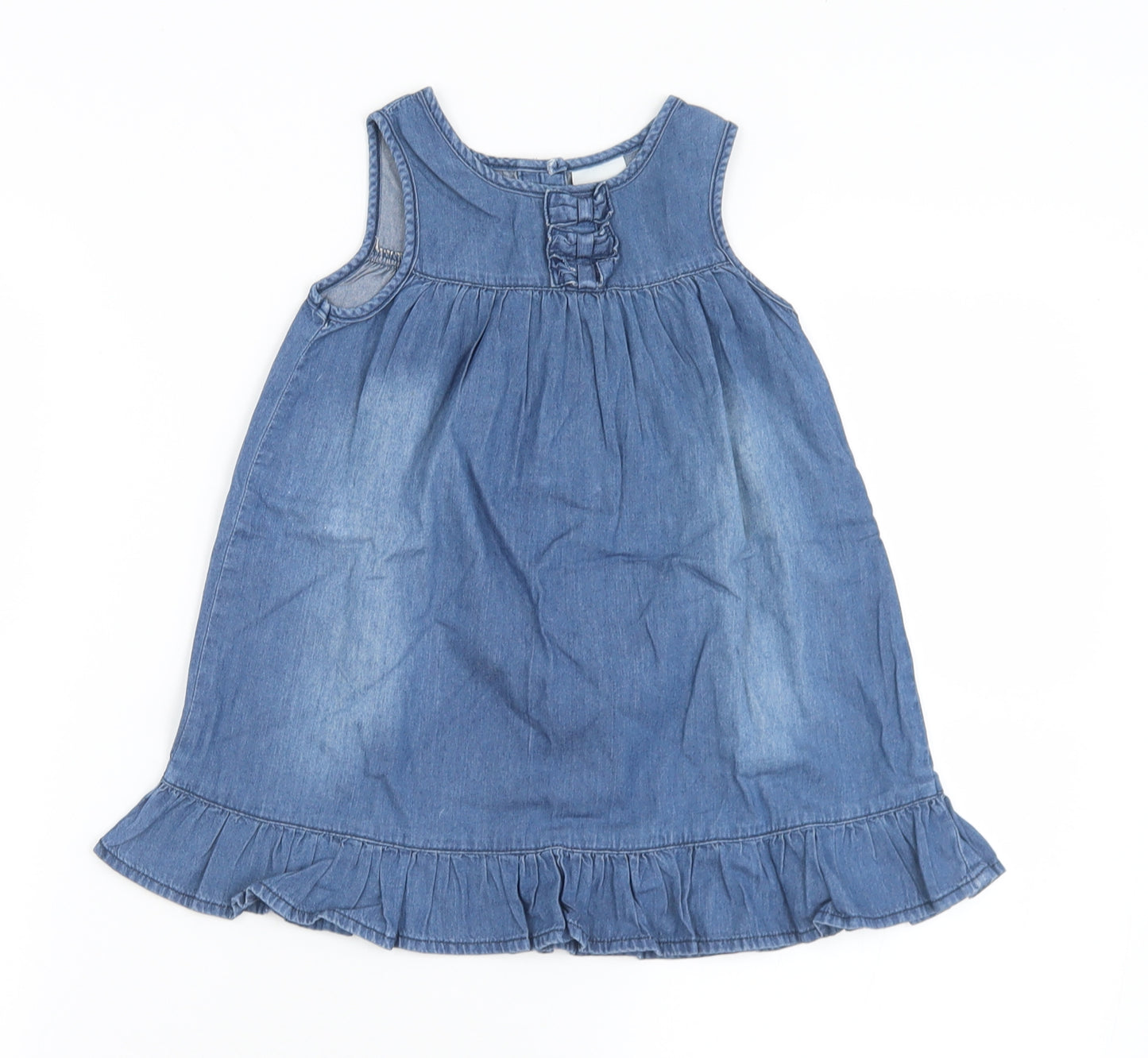 NEXT Girls Blue  Cotton A-Line  Size 18-24 Months  Round Neck Button