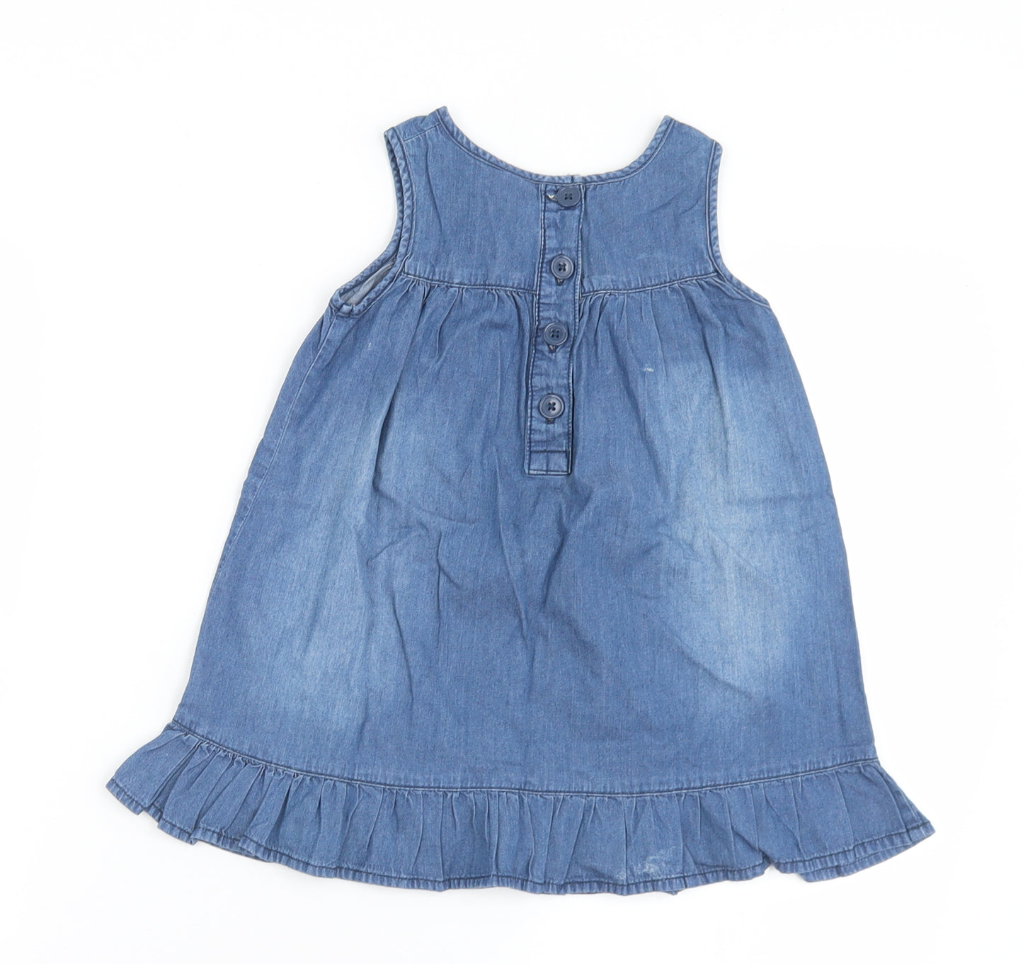 NEXT Girls Blue  Cotton A-Line  Size 18-24 Months  Round Neck Button