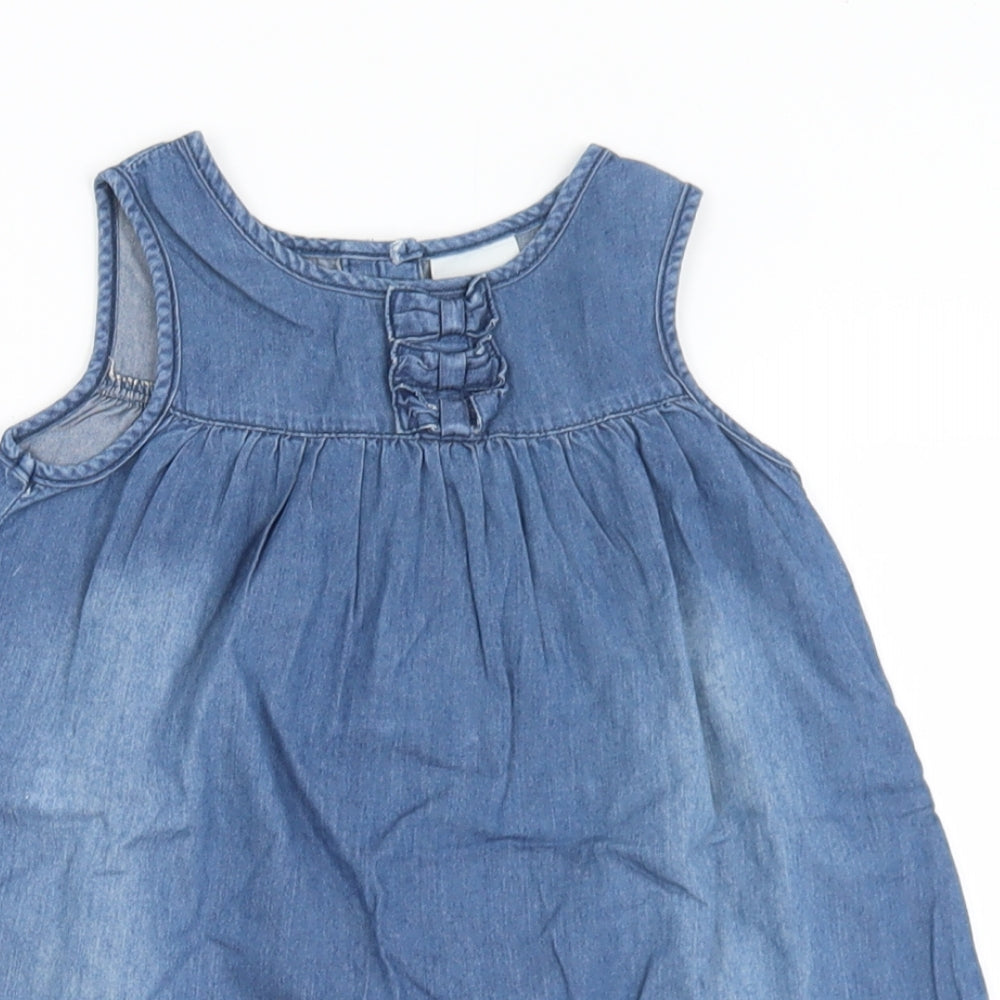 NEXT Girls Blue  Cotton A-Line  Size 18-24 Months  Round Neck Button