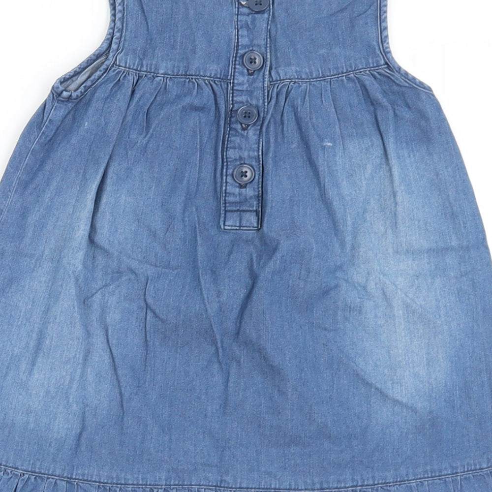 NEXT Girls Blue  Cotton A-Line  Size 18-24 Months  Round Neck Button
