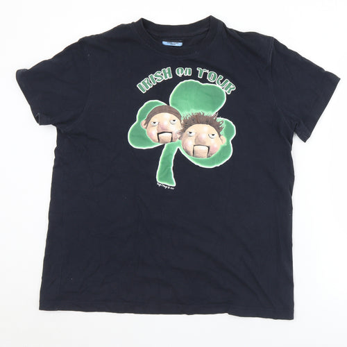 Dunnes Stores Mens Black  Cotton  T-Shirt Size M Crew Neck  - Irish