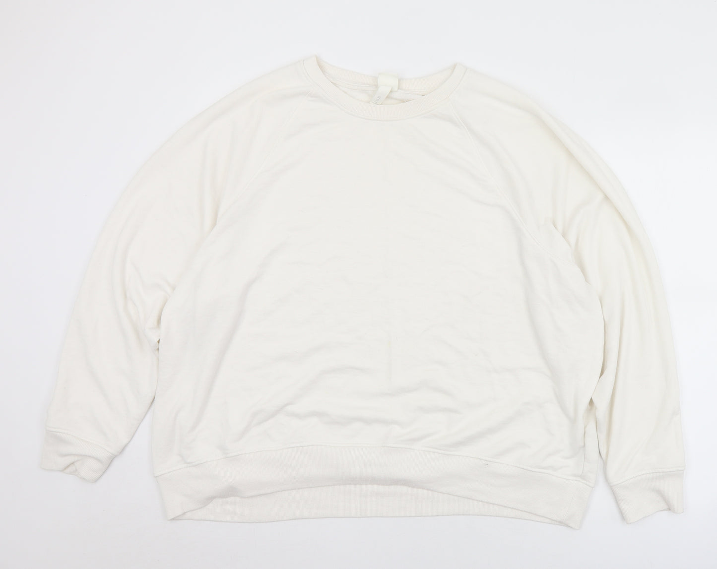 H&M Mens White  Polyester Pullover Sweatshirt Size 2XL