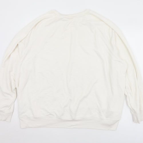 H&M Mens White  Polyester Pullover Sweatshirt Size 2XL