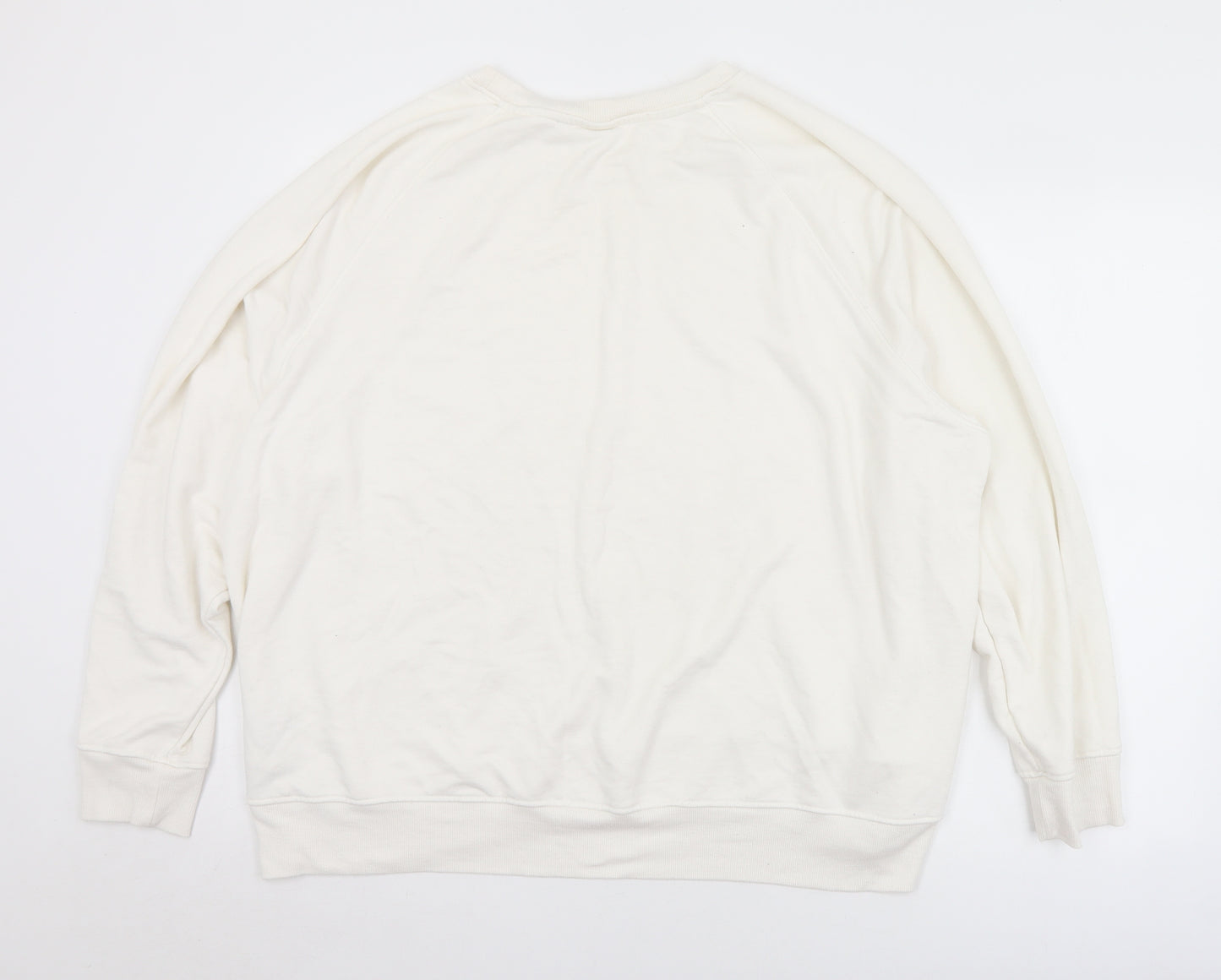 H&M Mens White  Polyester Pullover Sweatshirt Size 2XL