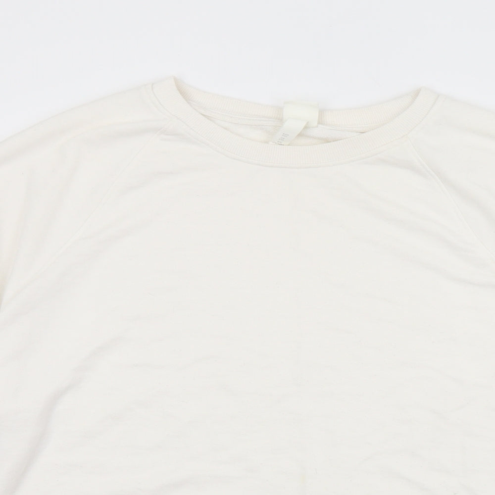 H&M Mens White  Polyester Pullover Sweatshirt Size 2XL