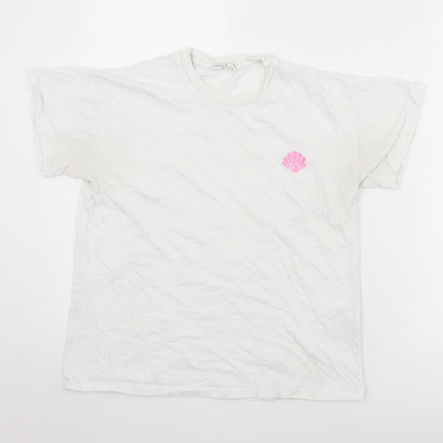 Megan Ellaby Womens White  Cotton Basic T-Shirt Size XS Crew Neck