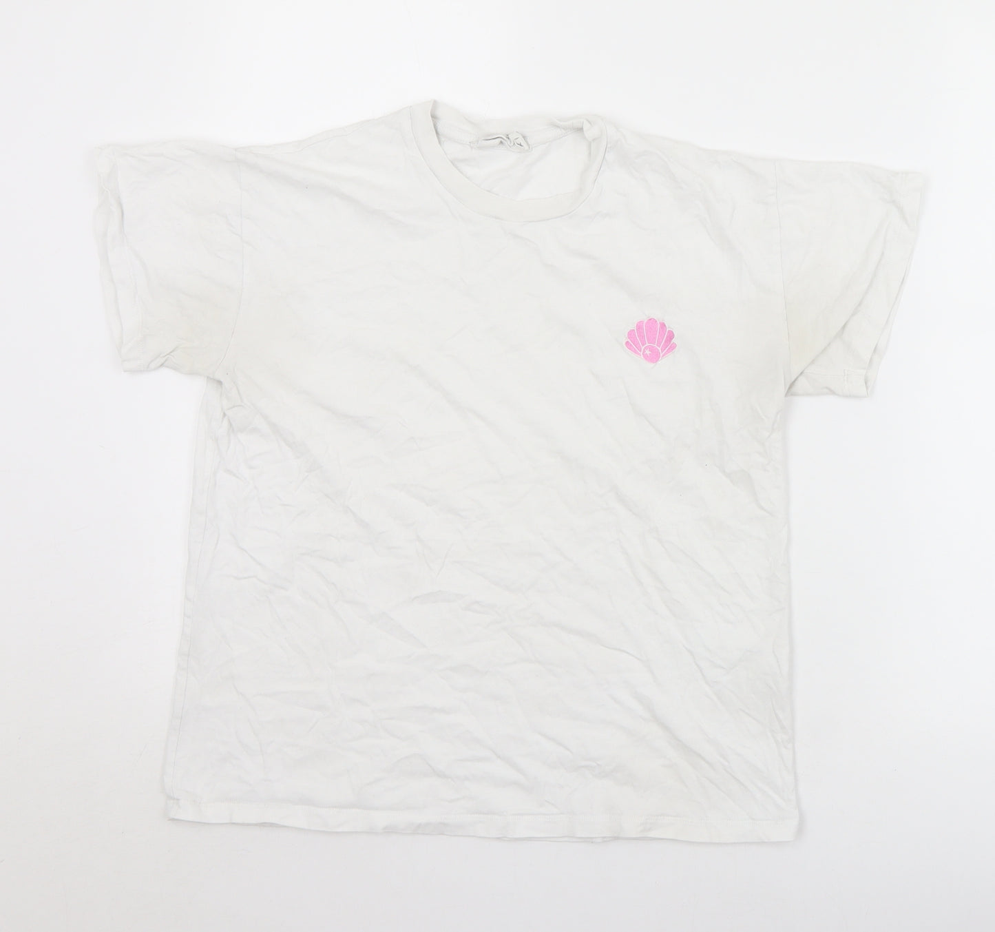 Megan Ellaby Womens White  Cotton Basic T-Shirt Size XS Crew Neck