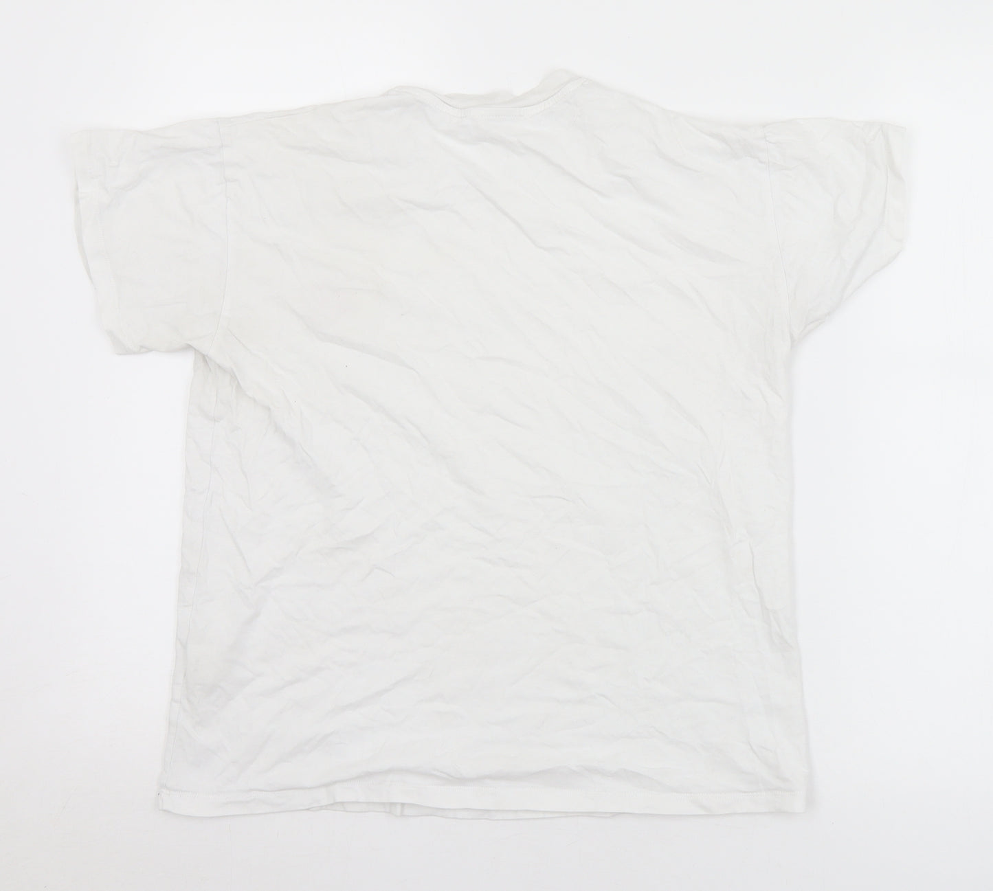 Megan Ellaby Womens White  Cotton Basic T-Shirt Size XS Crew Neck