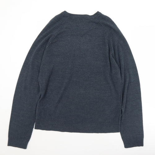 UrbanSpirit Mens Blue V-Neck  Acrylic Pullover Jumper Size M