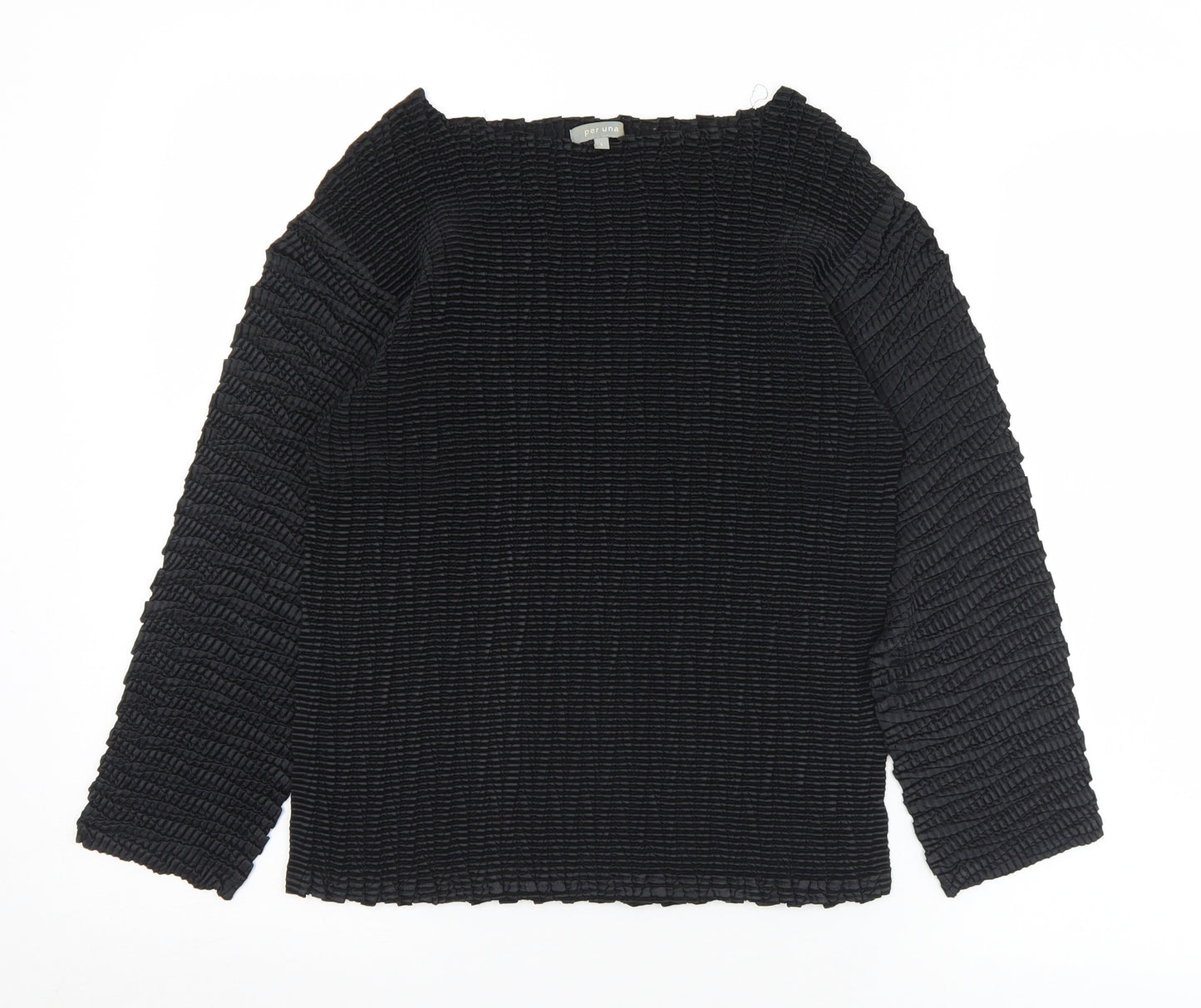 Marks and Spencer Womens Black  Polyester Basic Blouse Size L Boat Neck