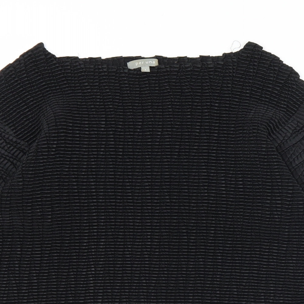 Marks and Spencer Womens Black  Polyester Basic Blouse Size L Boat Neck