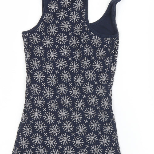 Jack Wills Womens Blue Geometric Cotton Basic Tank Size 6 Round Neck