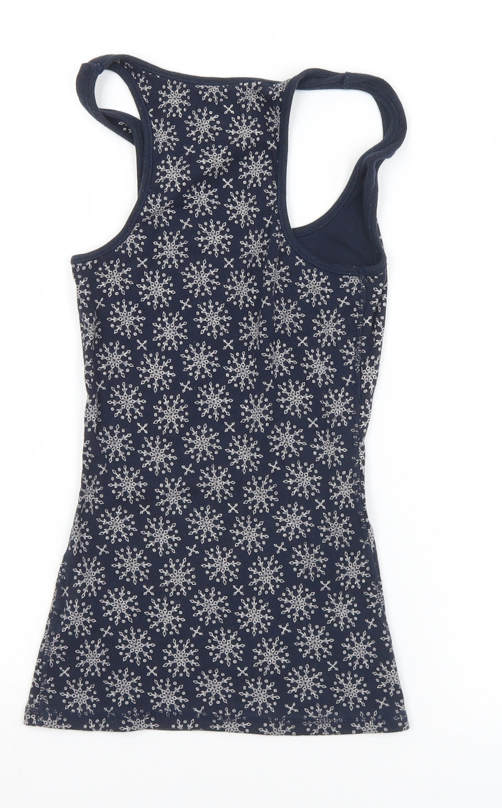 Jack Wills Womens Blue Geometric Cotton Basic Tank Size 6 Round Neck