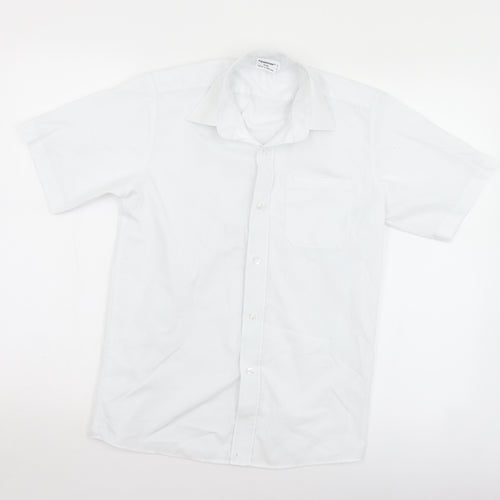 Banner Mens White  Polyester  Button-Up Size 13.5 Collared Button
