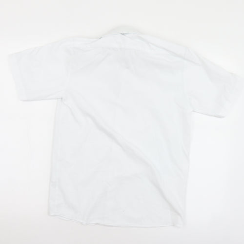 Banner Mens White  Polyester  Button-Up Size 13.5 Collared Button