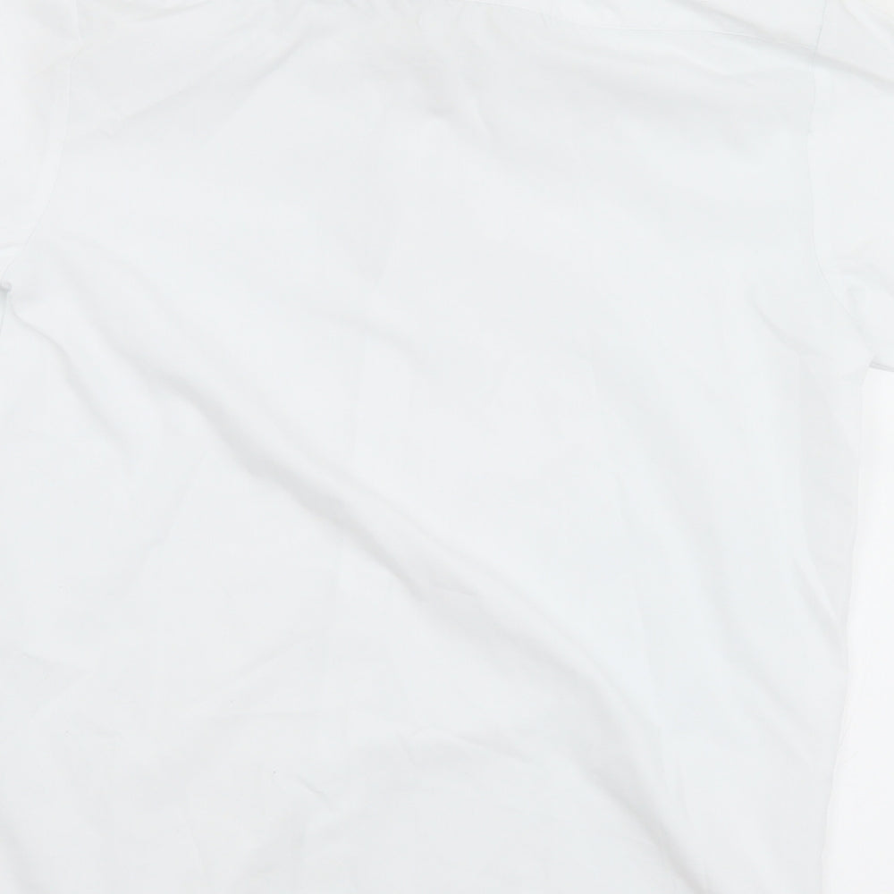 Banner Mens White  Polyester  Button-Up Size 13.5 Collared Button
