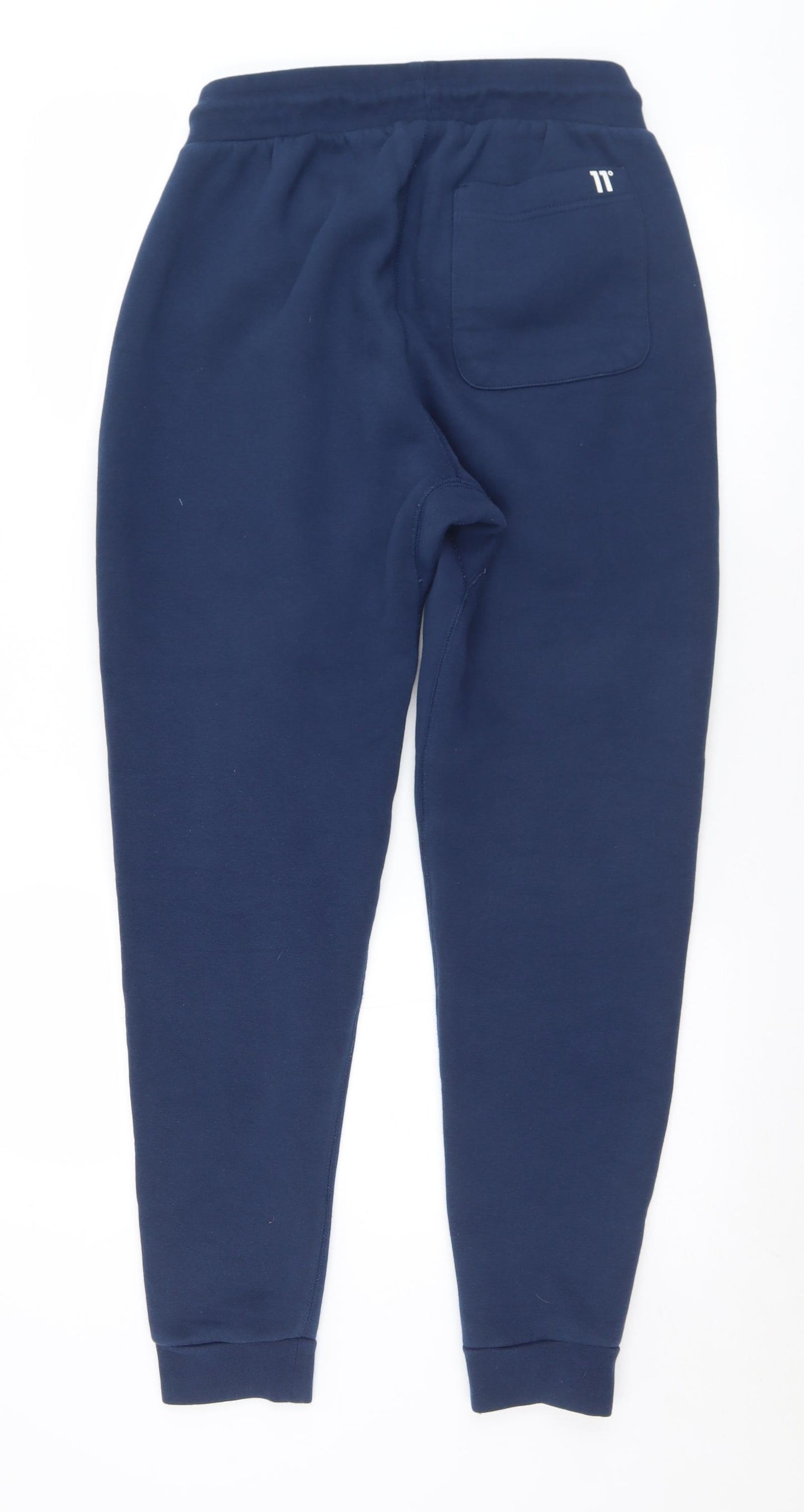 11 degrees Mens Blue  Cotton Jogger Trousers Size S L29 in Regular Drawstring