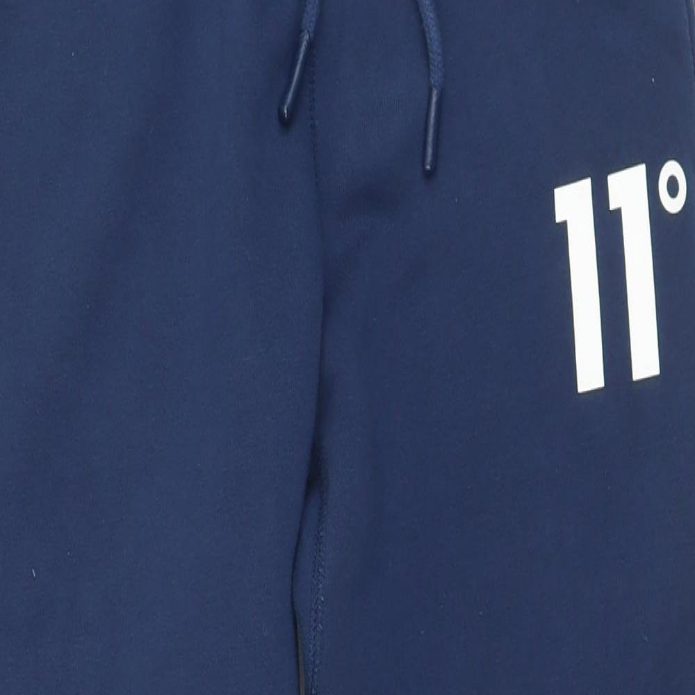 11 degrees Mens Blue  Cotton Jogger Trousers Size S L29 in Regular Drawstring