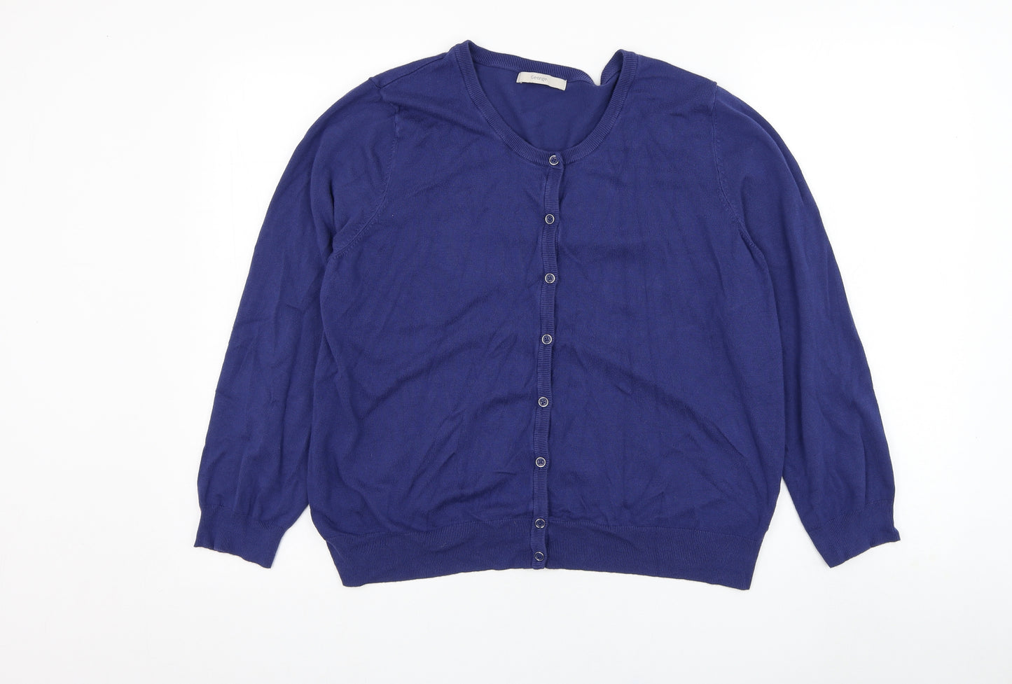 George Womens Blue Round Neck  Viscose Cardigan Jumper Size 20