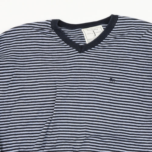 Debenhams Mens Blue Round Neck Striped Cotton Pullover Jumper Size 2XL