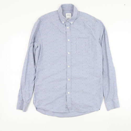 Burton Mens Blue Geometric Cotton  Button-Up Size S Collared Button