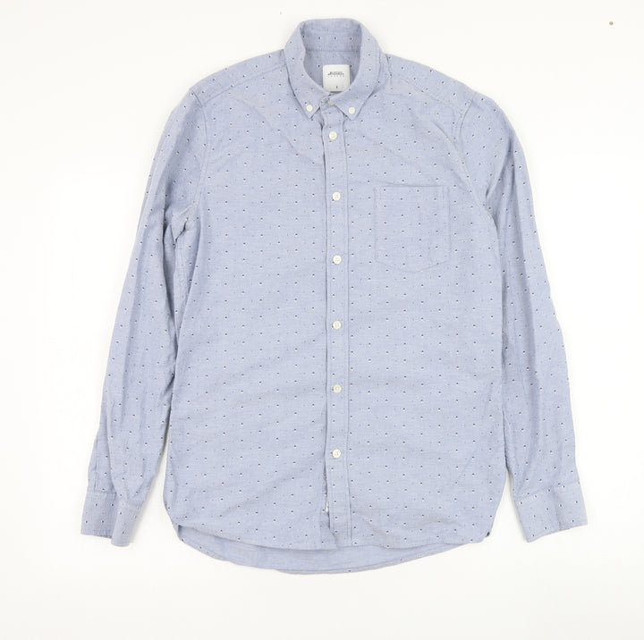 Burton Mens Blue Geometric Cotton  Button-Up Size S Collared Button