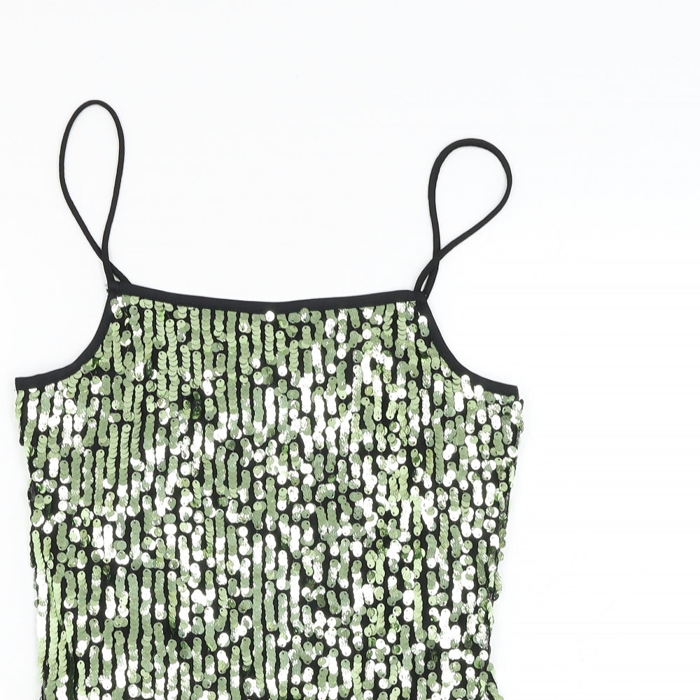 River Island Womens Green  Polyester Basic Tank Size 8 Round Neck