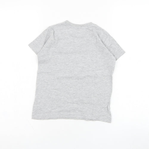 Dunnes Stores Boys Grey  Cotton Basic T-Shirt Size 5 Years Round Neck Pullover - Dinosaur