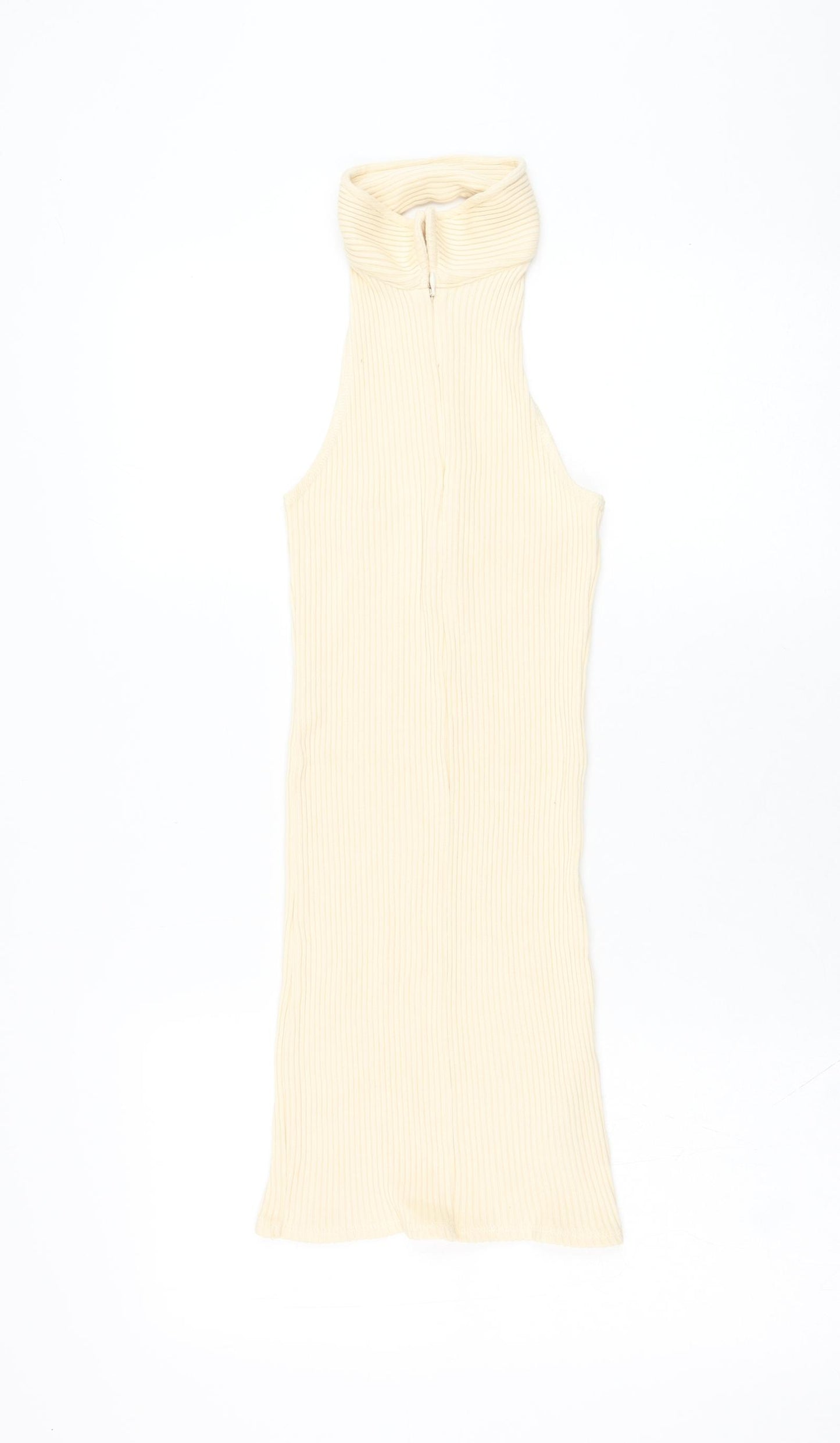 Urban Outfitters Womens Ivory  Cotton Pencil Dress  Size XS  Halter Zip