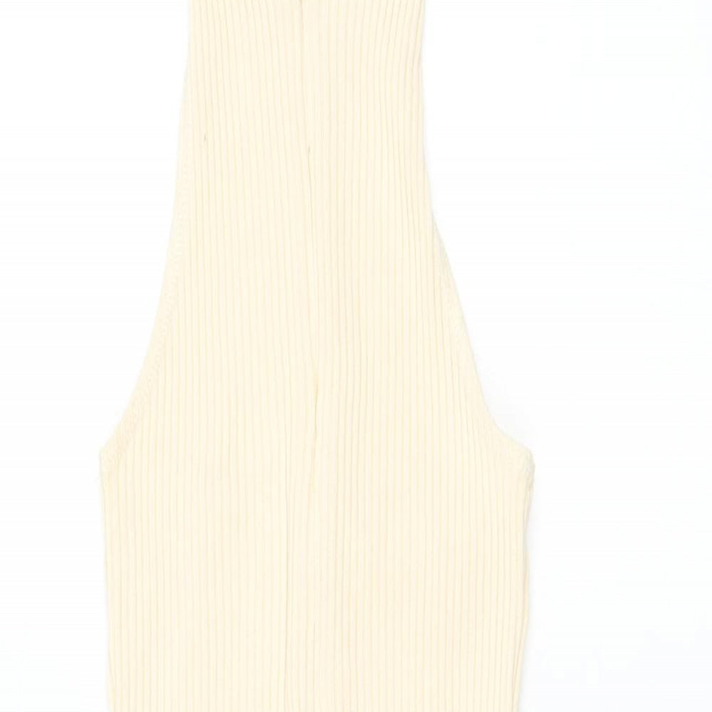 Urban Outfitters Womens Ivory  Cotton Pencil Dress  Size XS  Halter Zip