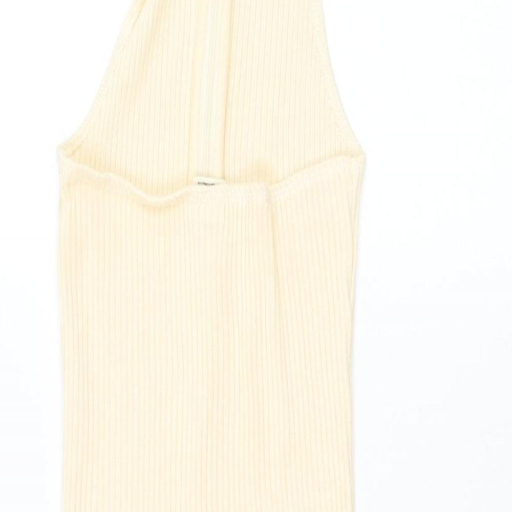 Urban Outfitters Womens Ivory  Cotton Pencil Dress  Size XS  Halter Zip