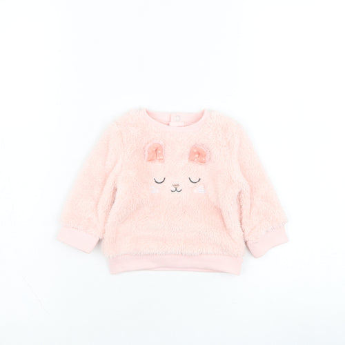NEXT Girls Pink  Polyester Pullover Jumper Size 3-6 Months  Pullover - Rabbit