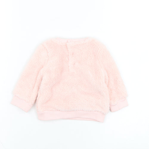 NEXT Girls Pink  Polyester Pullover Jumper Size 3-6 Months  Pullover - Rabbit