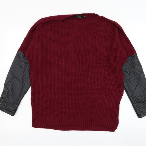 Tiffany Womens Red Round Neck  Acrylic Pullover Jumper Size M