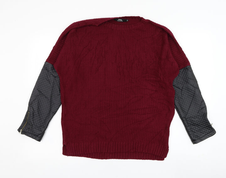 Tiffany Womens Red Round Neck  Acrylic Pullover Jumper Size M