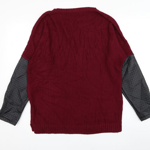 Tiffany Womens Red Round Neck  Acrylic Pullover Jumper Size M
