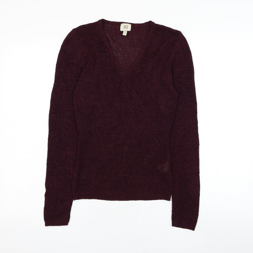 Oasis Womens Purple V-Neck  Polyester Pullover Jumper Size 12
