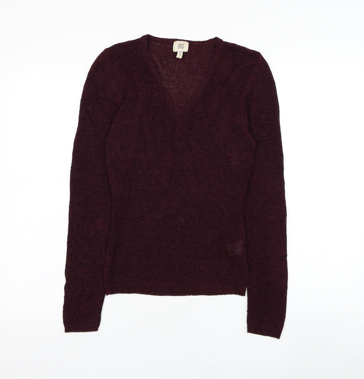 Oasis Womens Purple V-Neck  Polyester Pullover Jumper Size 12